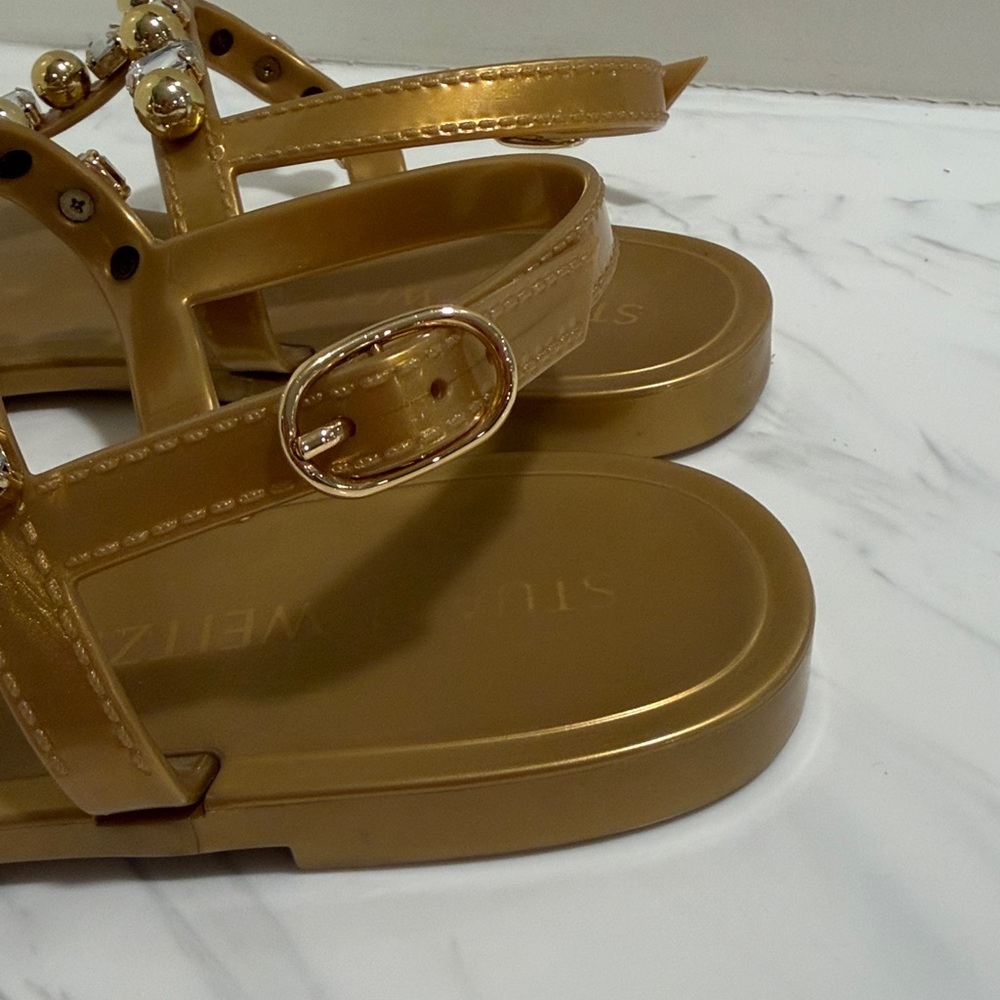 Stuart Weitzman Goldie Crystal Jelly sandals in gold. Size 9 - Picture 3 of 6